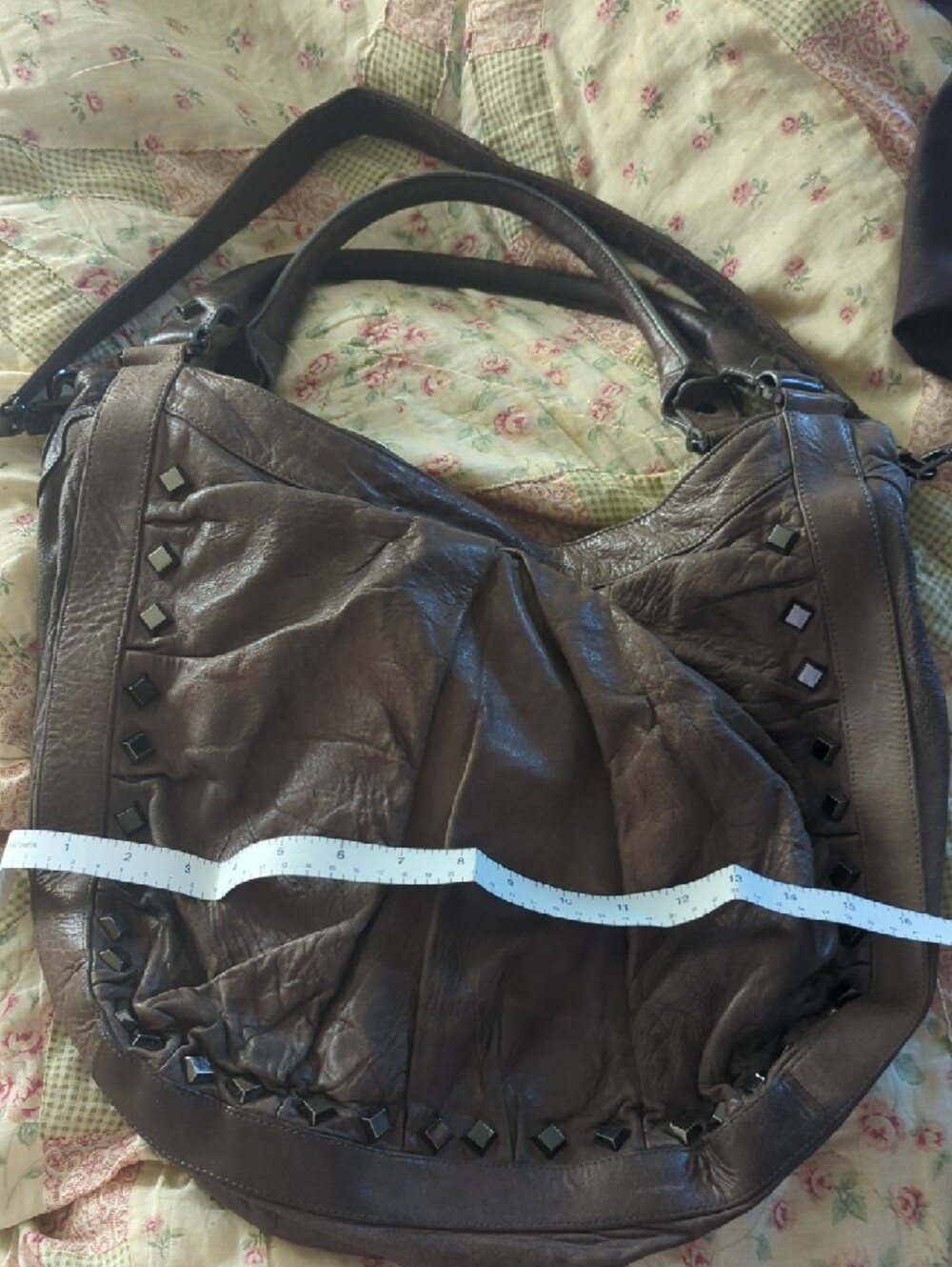 Treesje Leather Brown Studded Hobo Bag - Picture 7 of 14